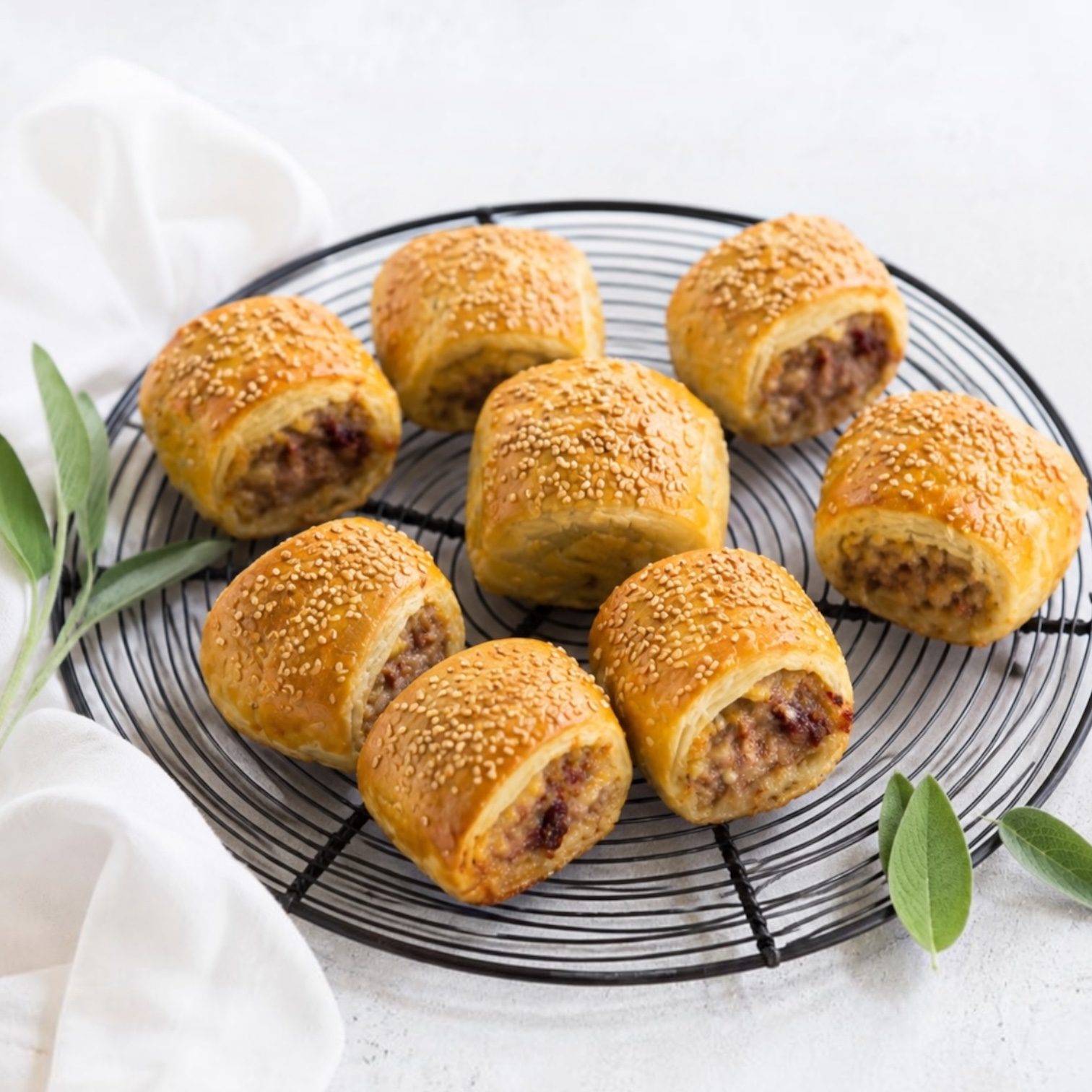 pork sausage rolls with Blaisdon Red plum jam